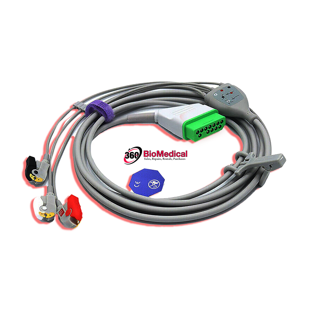 Welch Allyn ECG Cable 6 Pin 3 Leads Grabber AHA Compatible - Same Day Shipping Welch Allyn ECG Cable 6 Pin 3 Leads Grabber AHA Compatible - Same Day Shipping